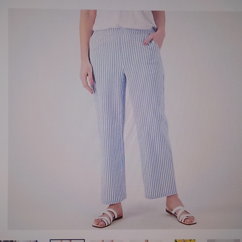 Blue/White Seersucker Pull-On Pants